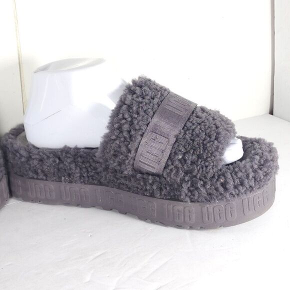UGG Women's Fluffita US 8 Purple Sheepskin Platform Shearling Slide Slippers - Picture 7 of 16
